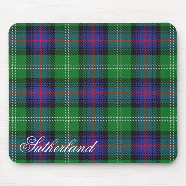 Majestic Scottish Clan Sutherland Tartan Mouse Mat (Front)