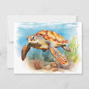 Majestic Sea Turtle in Motion Postcard