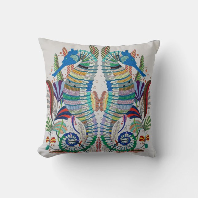 Majestic Seahorses Throw Pillow (Front)