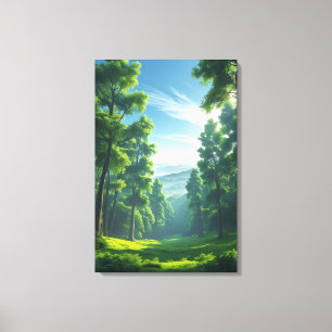 Majestic Serenity - Green Forest Landscape Canvas Print