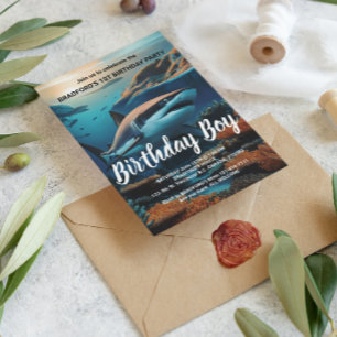 Majestic Shark Gliding Through Ocean Depths Postcard