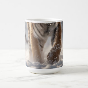 Majestic Siberian Tiger prowls the snow storm mist Coffee Mug