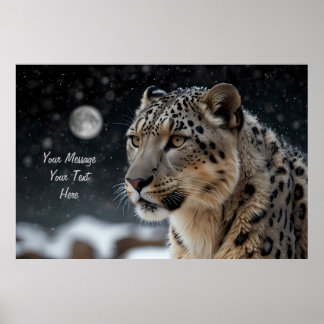 Majestic Snow Leopard Celestial Guardian Poster