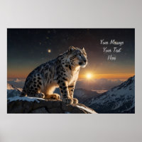 Majestic Snow Leopard – Customisable Text Poster