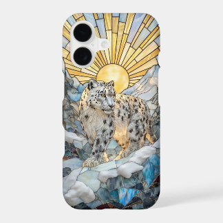 Majestic Snow Leopard Stained Glass Art