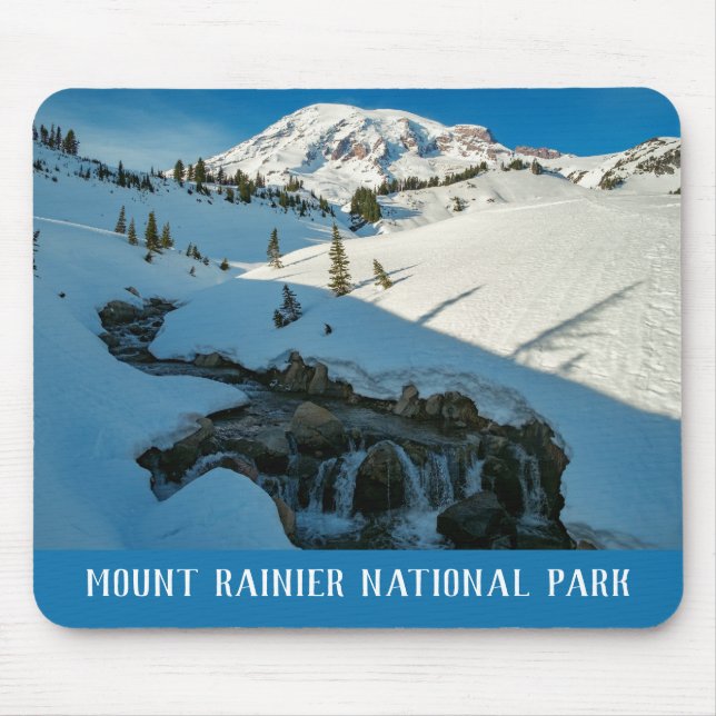 Majestic Snowbound Mt. Rainier Mouse Mat (Front)