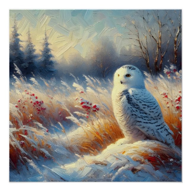 Majestic Snowy Owl in the Wilderness Poster (Front)