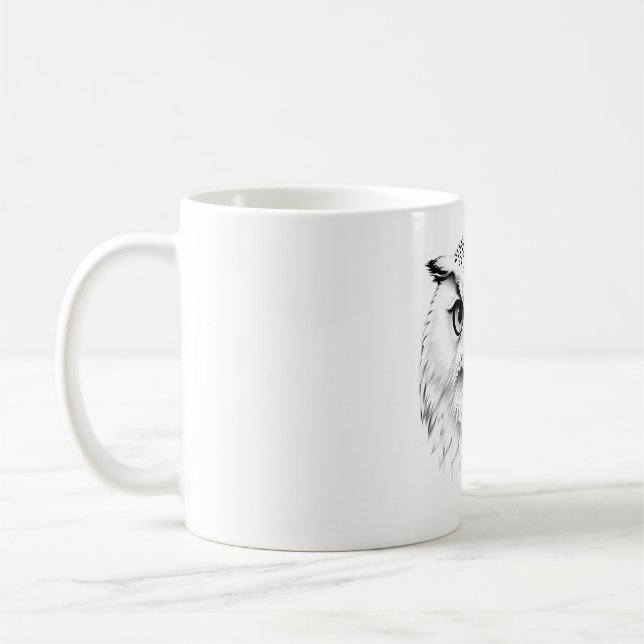 Majestic Snowy Owl T-Shirt - Realistic Art Coffee Mug (Left)