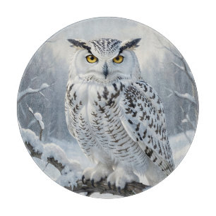 Majestic Snowy Owl Winter Scene Cutting Board