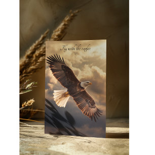 Majestic Soaring Bald Eagle Sunset Horizon Holiday Card
