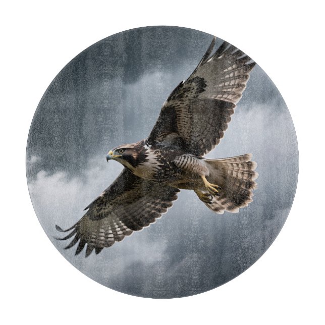 Majestic Soaring Hawk Storm Clouds Cutting Board (Front)