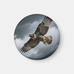 Majestic Soaring Hawk Storm Clouds Magnet