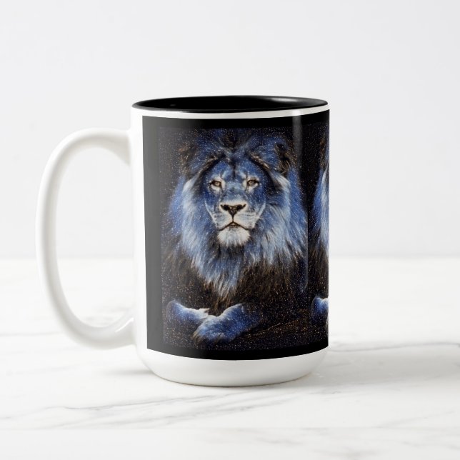 Majestic Sparkle Lions Two-Tone Coffee Mug (Left)