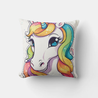 Majestic Sparkle: Vibrant Unicorn pillow Design