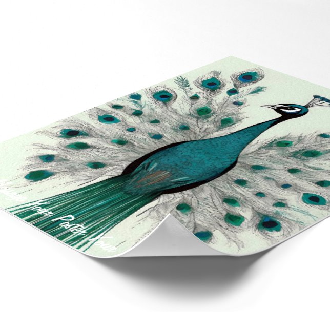 Majestic Splendour: The Boho Peacock Poster (Corner)