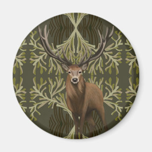 Majestic Stag Abstract Green Forest  Magnet