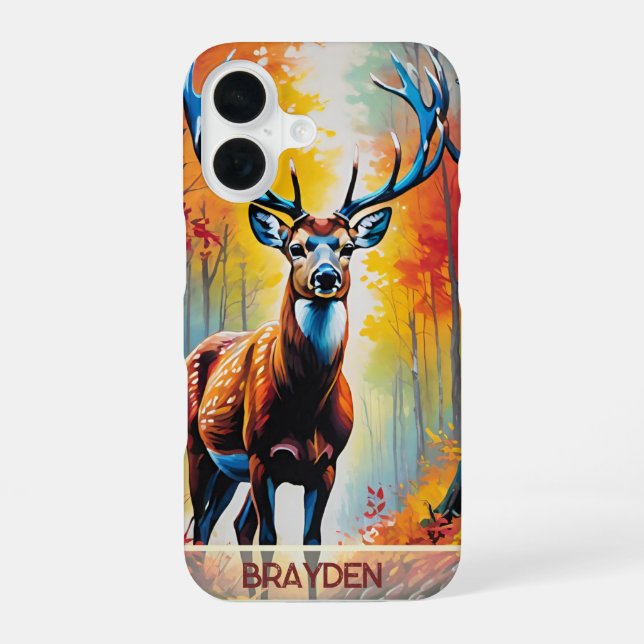 Majestic Stag Amidst Autumn Splendour iPhone 16 Case (Back)