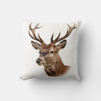 Majestic Stag Deer Portrait with Large Antlers Cushion