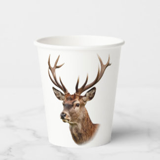 Majestic Stag Deer Portrait with Large Antlers Paper Cups