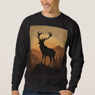 Majestic Stag Deer Silhouette at Sunset Sweatshirt
