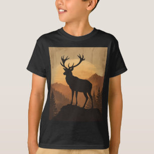Majestic Stag Deer Silhouette at Sunset T-Shirt