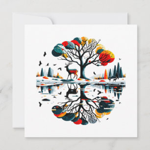 Majestic Stag in Snowy Winter Forest