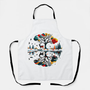 Majestic Stag in Snowy Winter Forest Apron