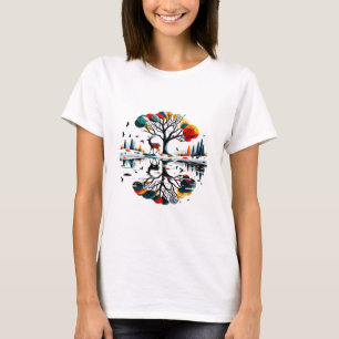 Majestic Stag in Snowy Winter Forest T-Shirt