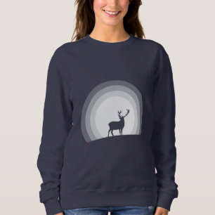 Majestic Stag Silhouette Under Lunar Light Sweatshirt