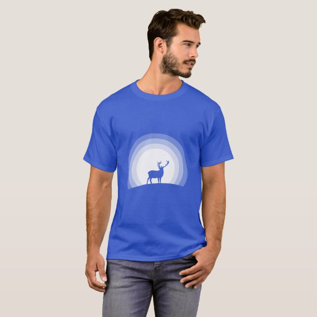 Majestic Stag Silhouette Under Lunar Light T-Shirt (Front Full)