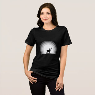 Majestic Stag Silhouette Under Lunar Light Tri-Blend Shirt