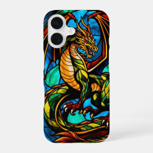 Majestic Stained Glass Dragon Mythical Masterpiece iPhone 16 Case