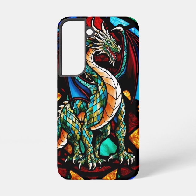 Majestic Stained Glass Dragon Mythical Masterpiece Samsung Galaxy S22 Case (Back)