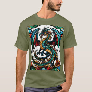 Majestic Stained Glass Dragon Mythical Masterpiece T-Shirt