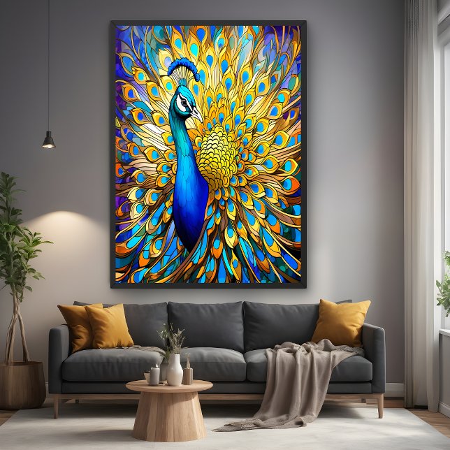 Majestic Stained Glass Peacock Art Nouveau Style Poster (Creator Uploaded)