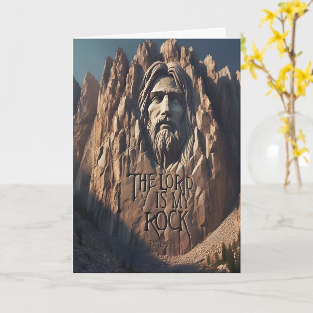Majestic Statue of Jesus: The Lord Is My Rock Card (Yellow Flower)