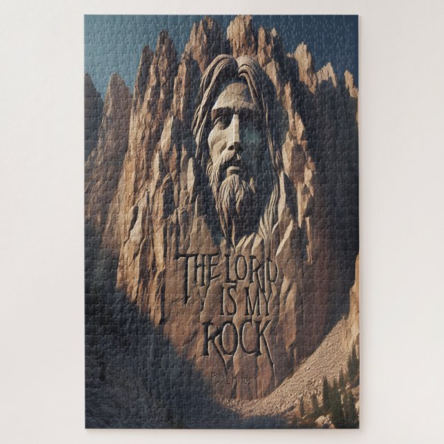Majestic Statue of Jesus: The Lord Is My Rock Jigsaw Puzzle (Vertical)