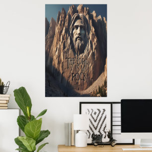 Majestic Statue of Jesus: The Lord Is My Rock Poster