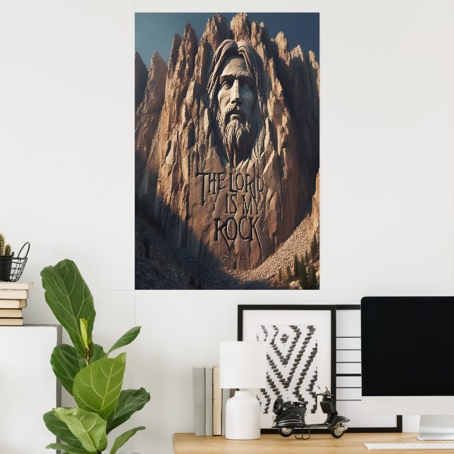 Majestic Statue of Jesus: The Lord Is My Rock Poster (Home Office)