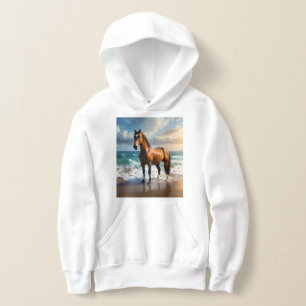 **"Majestic Stride: Proud Brown Horse on the Beach