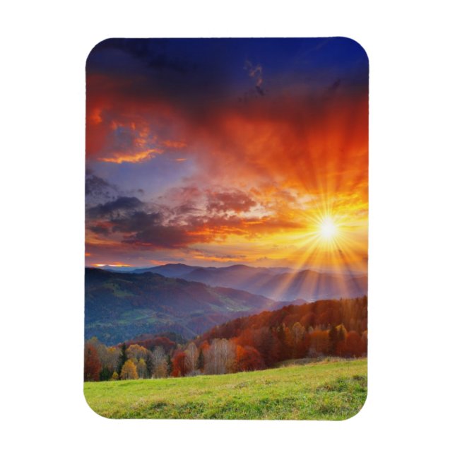 Majestic sunrise in the mountains landscape magnet (Vertical)