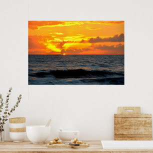Majestic sunrise over the ocean poster