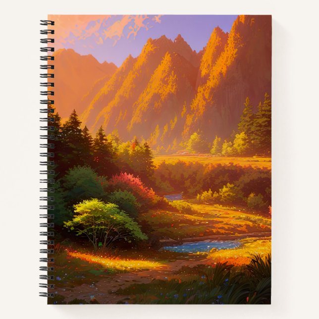 Majestic Sunset in the Green Valley Notebook (Front)