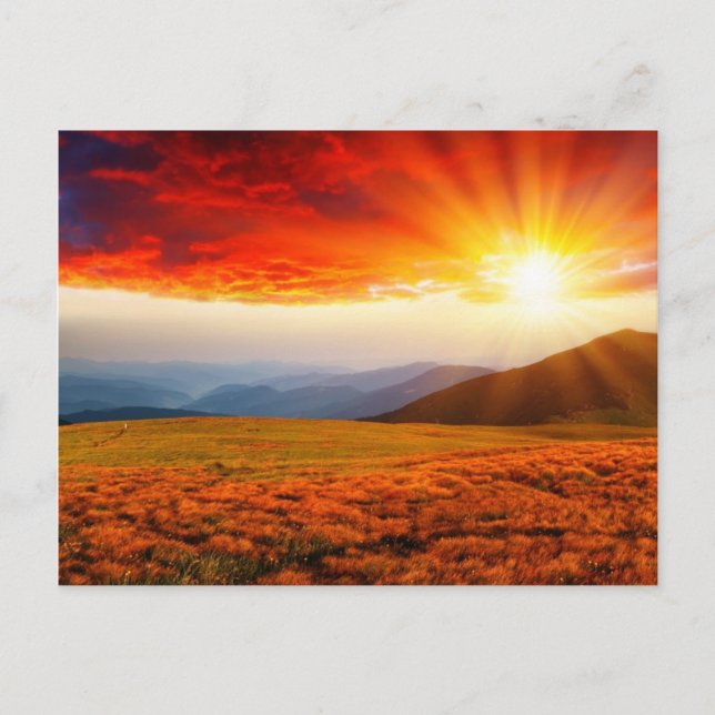 Majestic sunset in the mountains landscape 5 postcard (Front)