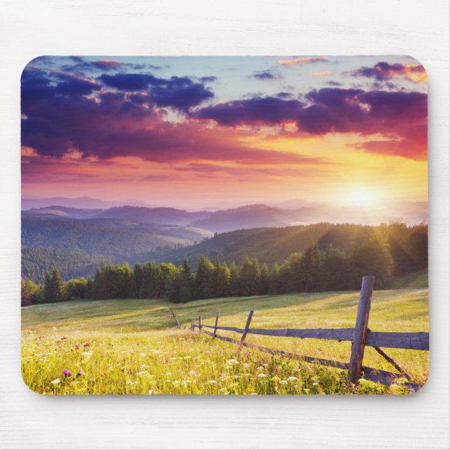 Majestic sunset in the mountains mouse mat (Front)