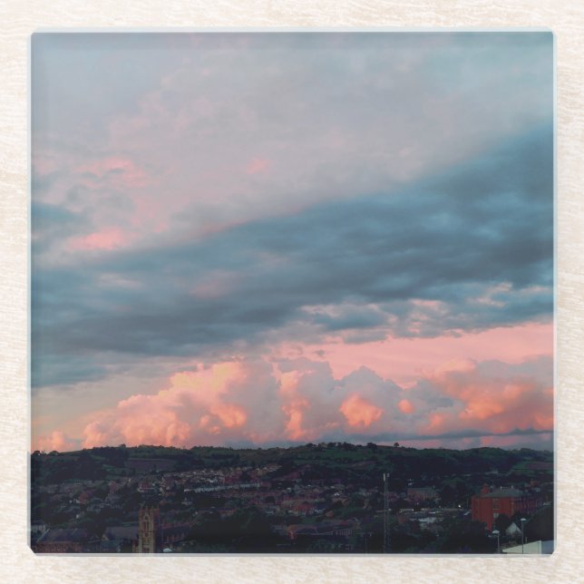 Majestic Sunset in Wales Glass Coaster (Front)
