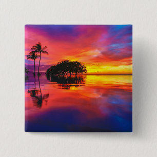 Majestic Sunset Wailea Beach, Maui, Hawaii 15 Cm Square Badge