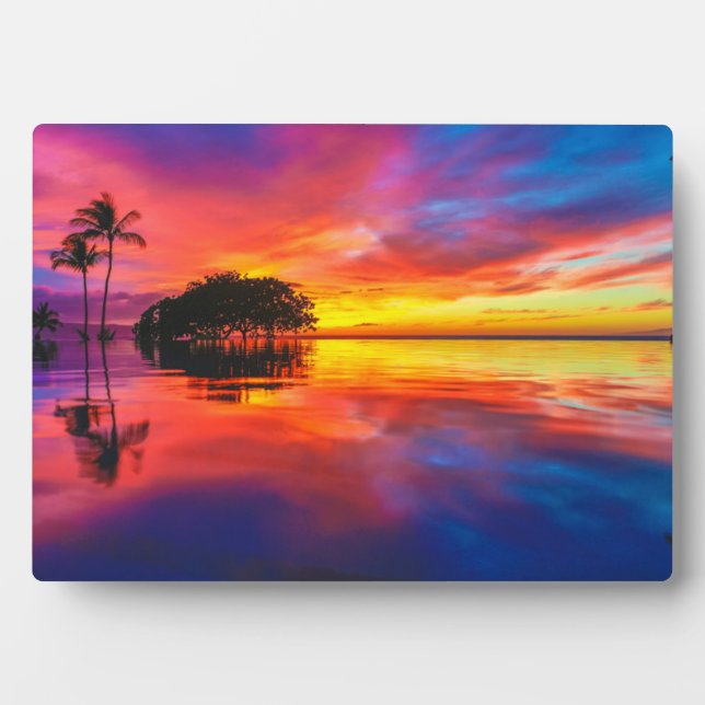 Majestic Sunset | Wailea Beach, Maui, Hawaii Plaque (Front)