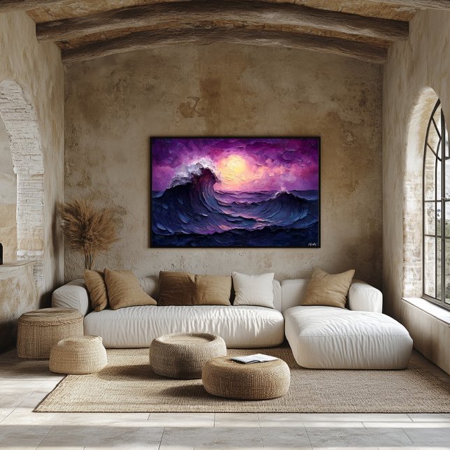 Majestic Sunset Wave in Textured Oil Style Poster (Creator Uploaded)