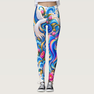 Majestic Swan & Lotus Art Leggings